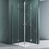 Cabine de douche Glasvilla porte pliante 180° verre transparent ESG porte de douche pliante et rabattable effet lotus NANO entrée d'angle R26