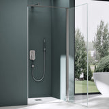 glasvilla Duschtür Nischentür dusche Duschabtrennung Chrom und Schwarz Duschkabine Schwingtür 8mm ESG-Sicherheitsglas mit Nanobeschichtung Hebe-Senk-Mechanismus Klarglas und Milchglas Streifen Teramo36K