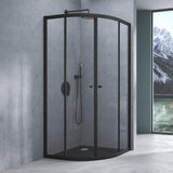 Cabine de douche Glasvilla en quart de cercle avec 2 portes coulissantes en verre de sécurité ESG nano-revêtement Ravenna32K