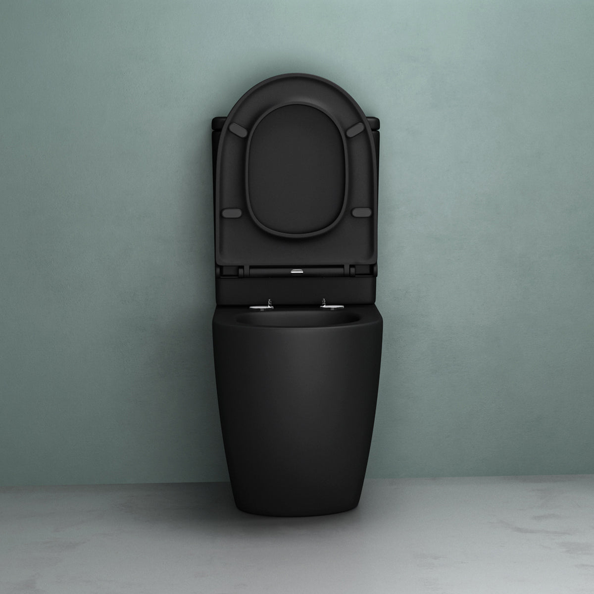 glasvilla Stand WC mit Spülkasten spülrandloses-WC bodenstehende-Toilette aus Keramik, weiß/matt schwarz  36x63x82cm, mit Absenkautomatik, inkl. Spülkasten, Stand179T
