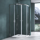 Cabine de douche Glasvilla en quart de cercle avec 2 portes coulissantes en verre de sécurité ESG nano-revêtement Ravenna32K