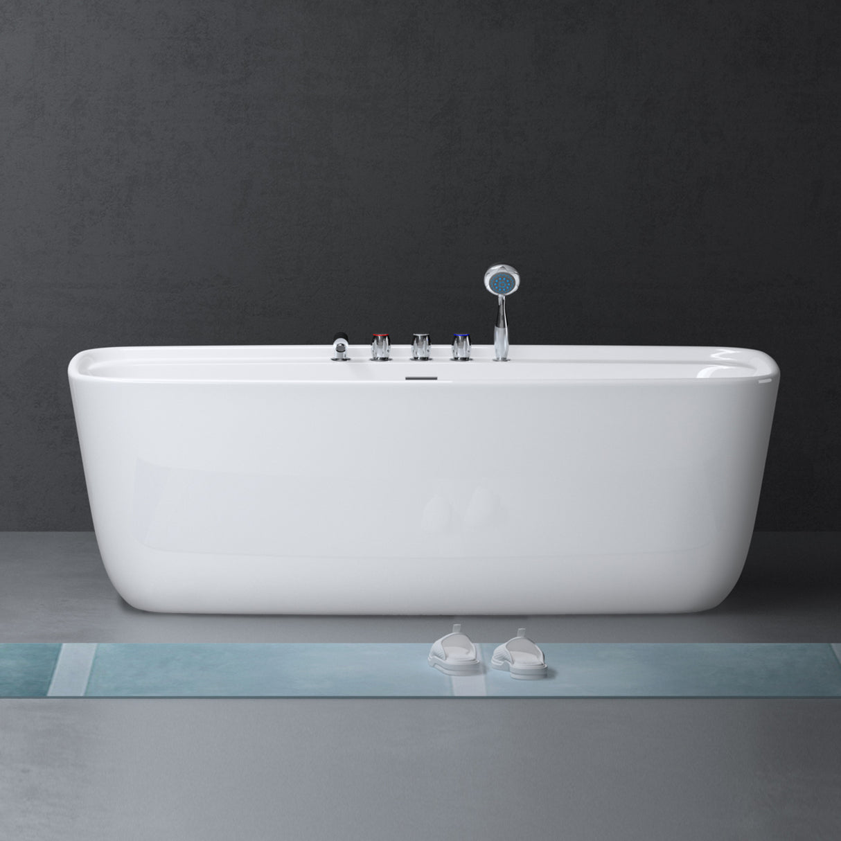 Baignoire îlot rectangulaire en acrylique sanitaire Glasvilla avec accessoires, baignoire sur pied Vicenza601