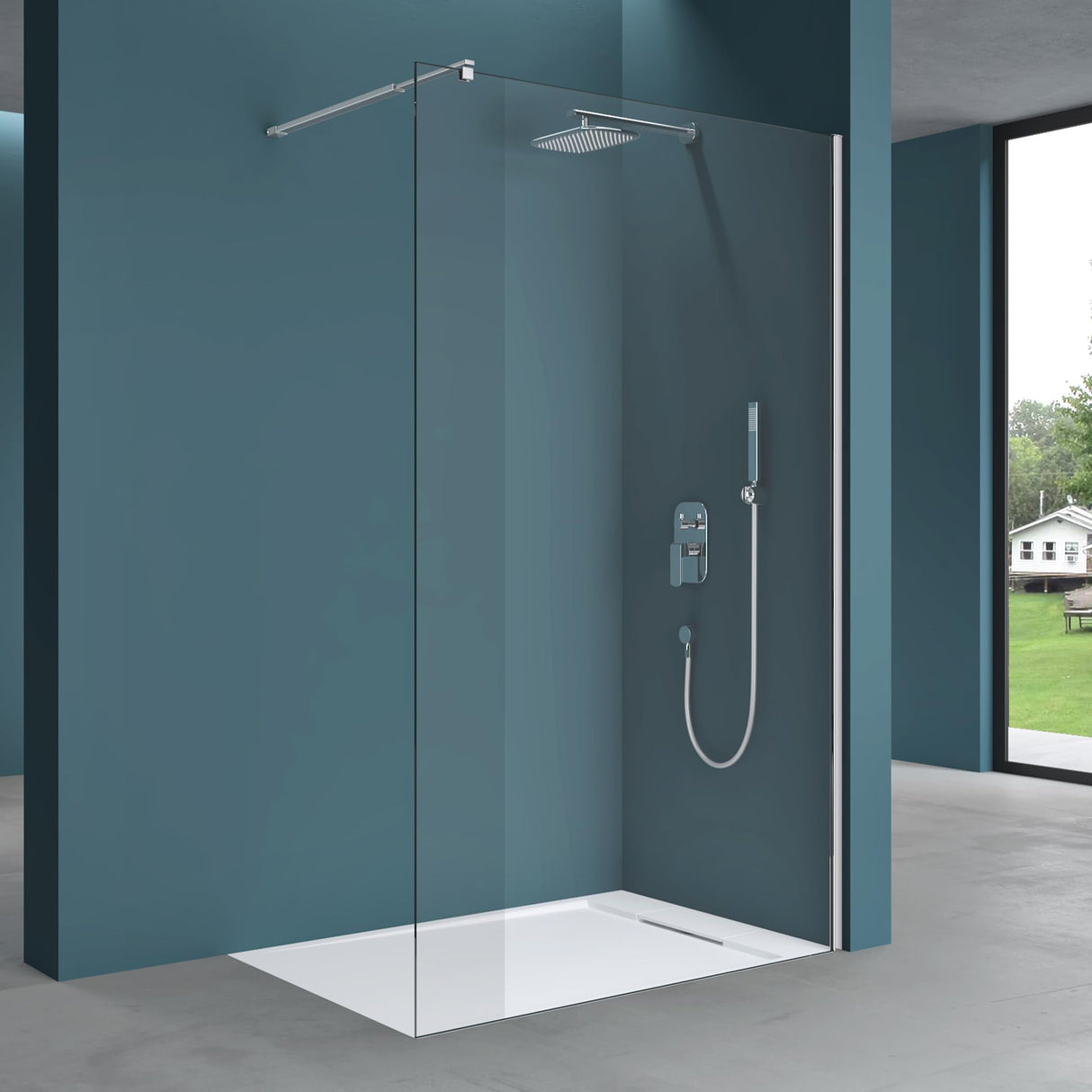 Paroi de douche Glasvilla pour douche, cloison de douche à l'italienne, verre de sécurité ESG 8 mm, verre NANO BRAM1 et BRAM3 Bremen1K
