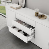 Buffet de rangement Glasvilla LTH : 167x36x70 cm avec 2 armoires et 4 tiroirs commode armoire polyvalente meuble cabinet03