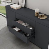 Buffet de rangement Glasvilla LTH : 167x36x70 cm avec 2 armoires et 4 tiroirs commode armoire polyvalente meuble cabinet03