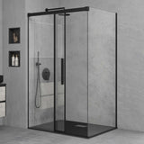 glasvilla Duschkabine Schiebetür 6mm ESG-Sicherheitsglas Duschabtrennung Soft-Close-Mechanismus Seitenanstieg Ravenna12K Schwarz