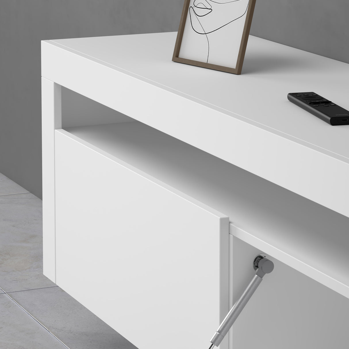 Meuble TV glasvilla Meuble TV bas meuble mural 2 portes avec fermeture amortie Table TV pour salon LTH: 160x40x46 cm Fernsehschrank01