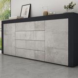 Buffet de rangement Glasvilla LTH : 167x36x70 cm avec 2 armoires et 4 tiroirs commode armoire polyvalente meuble cabinet03