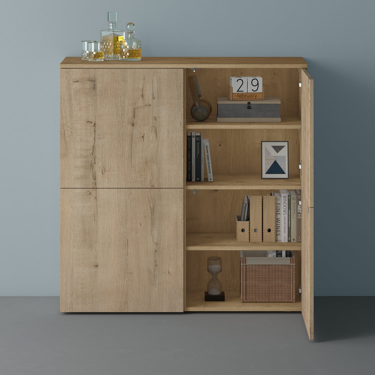 Commode de rangement à 4 portes, buffet, meuble polyvalent, meuble de rangement Glasvilla Schrank04