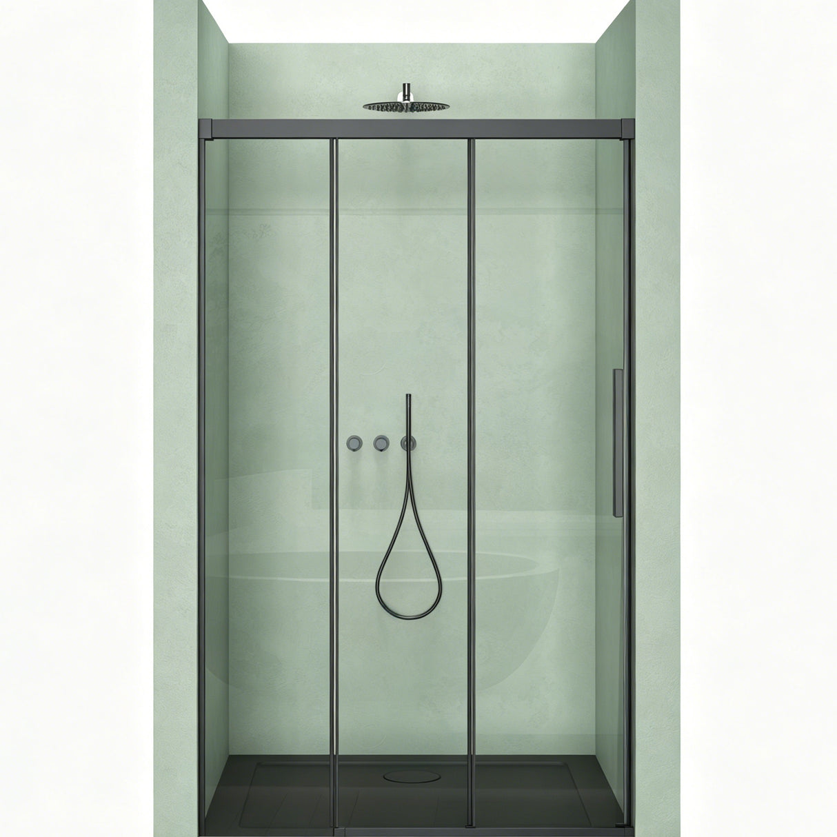 glasvilla Schiebetür für dusche, Nischentür 3-teilig Duschtür Duschakbine Duschabtrennung, 8mm Sicherheitsglas mit Nanobeschichtung, Soft-Close-System Teramo70K