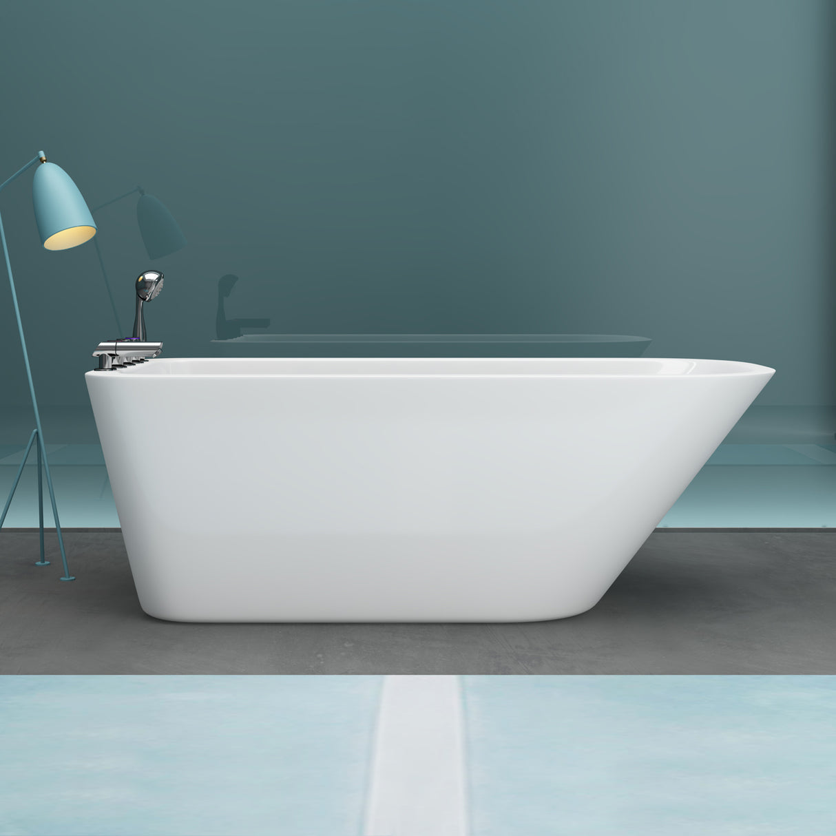 Baignoire îlot rectangulaire en acrylique sanitaire Glasvilla avec accessoires, baignoire sur pied Vicenza601