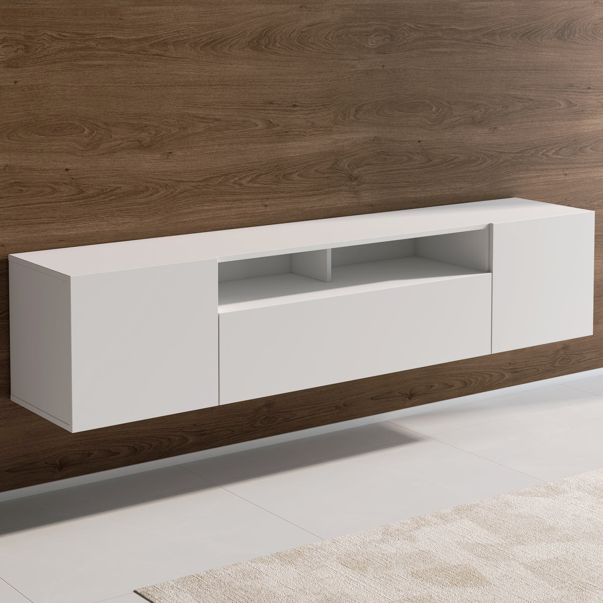 Meuble TV Glasvilla Meuble TV 3 portes avec fermeture amortie Meuble bas mural Table TV pour salon Fernsehschrank03