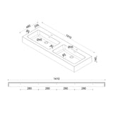 glasvilla Doppelwaschbecken Aufsatzwaschbecken Hängewaschbecken Waschbecken mineralguss Waschplatz Waschtisch Colossum830