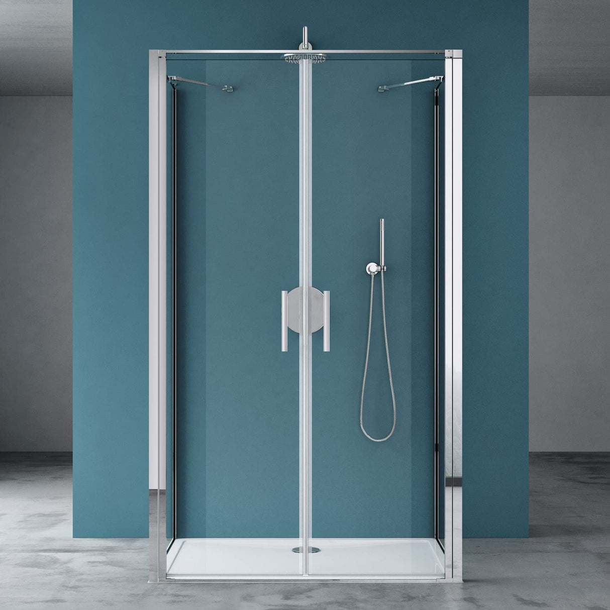 Cabine de douche Glasvilla, cloison de douche en U, cadre en aluminium, verre de sécurité ESG, verre transparent, double porte Ravenna66UK