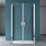Cabine de douche Glasvilla, cloison de douche en U, cadre en aluminium, verre de sécurité ESG, verre transparent, double porte Ravenna66UK