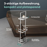 glasvilla Badezimmerregal stehend Badregal Standregal 3-stöckige aus Metall Badezimmerablage schmales Regal 18x12,5x67,3 cm Reglo-02