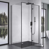 Paroi de douche Glasvilla noire, cloison de douche en verre trempé de 6 mm avec revêtement NANO en verre transparent et crochet porte-serviettes Rav64K