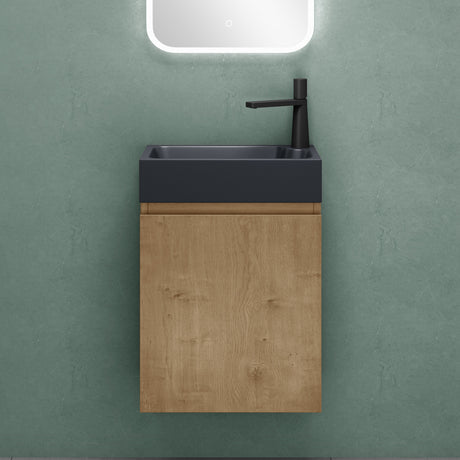 Ensemble de meubles de salle de bain Glasvilla Meubles de salle de bain composés d'un lavabo en anthracite mat et d'un meuble bas pour lavabo LTH: 46x26x63cm Pisa02