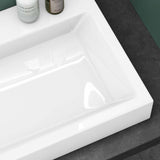 glasvilla Waschbecken Aufsatzwaschbecken Hängewaschbecken Waschschale Mineralguss Bad Eckig Col06