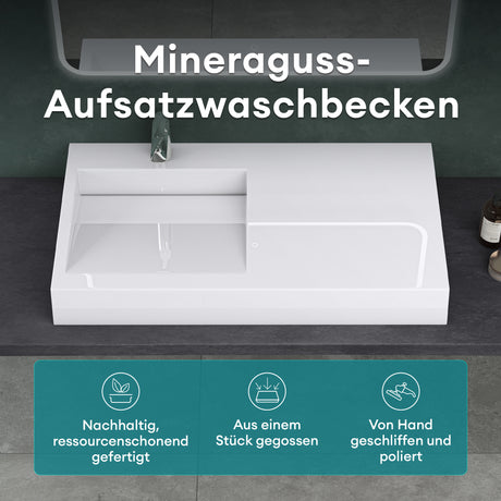 glasvilla Lavabo da Appoggio da Marmo Fuso Lavabo Bagno Sospeso Lavandino Bagno Rettangolare Col11