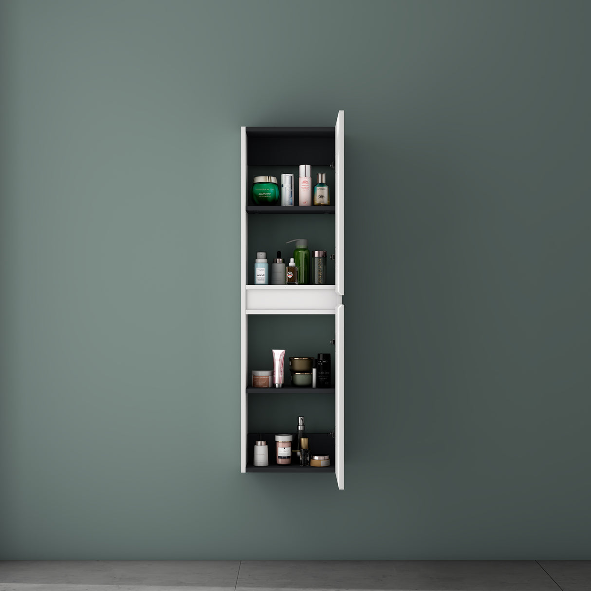 glasvilla Armoire Latérale de Salle de Bain avec 2 Portes et 4 Compartiments Étagère de Salle de Bain Armoire Polyvalente Armoire de Salle de Bain LTH 35x20x120 cm Verona
