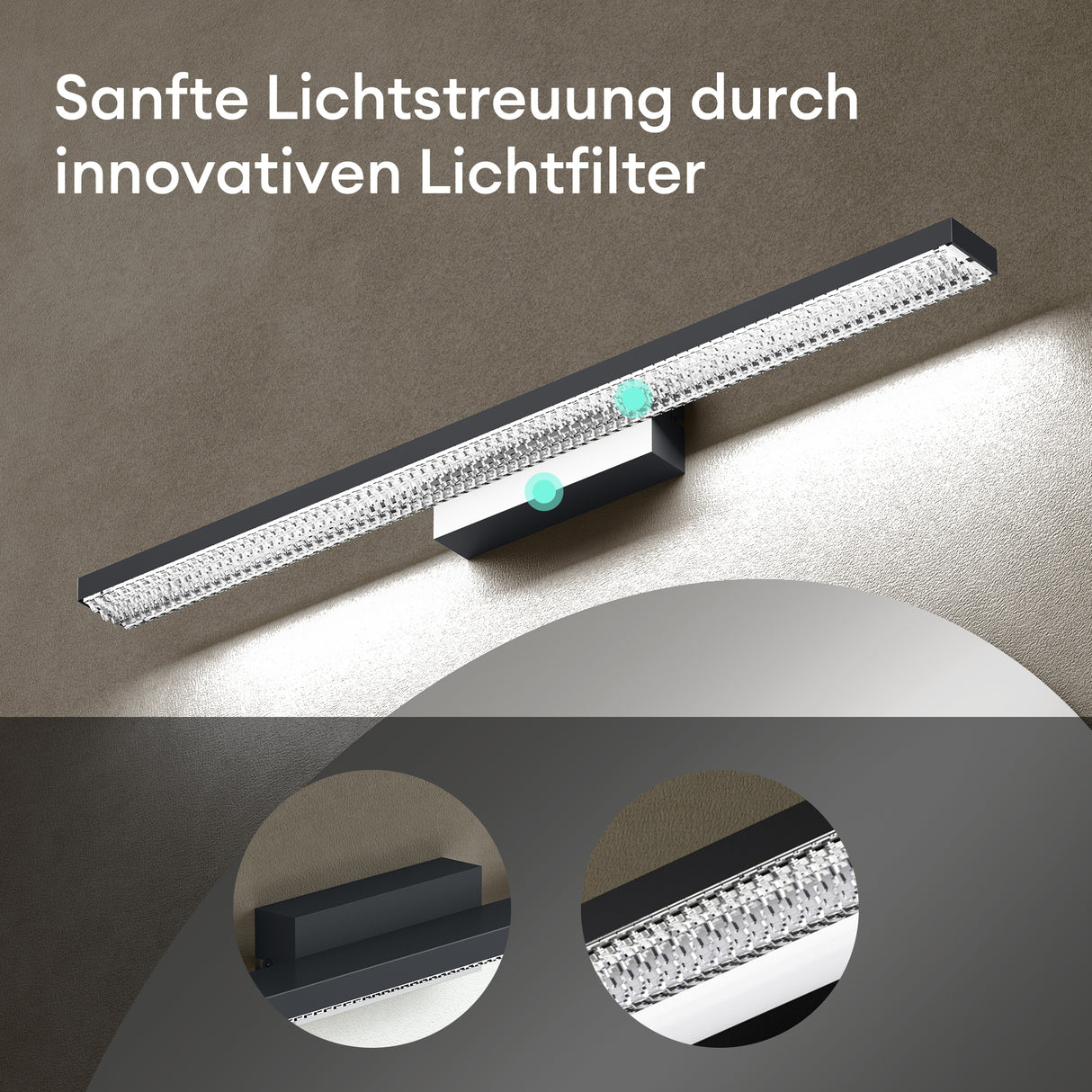 Lampe de salle de bain LED pour miroir Glasvilla | Lampe miroir, lampe de salle de bain 6000K | Applique murale LED 14W