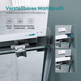 Porte de douche Glasvilla, porte de niche, cloison de douche, cabine de douche, porte coulissante en niche, verre de sécurité ESG de 6 mm, fermeture amortie incluse, Teramo12K