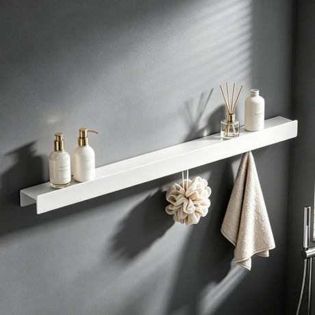 glasvilla Wandgarderobe mit Ablage und 8 Haken, Garderobenleiste mit versteckten Kleiderhaken, Kleiderstange Wandmontage  Stalo-11