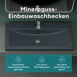 Lavabo Glasvilla Col01 Mineral Cast Rectangular con Desbordamiento y Orificio para Grifo