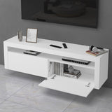Meuble TV glasvilla Meuble TV bas meuble mural 2 portes avec fermeture amortie Table TV pour salon LTH: 160x40x46 cm Fernsehschrank01