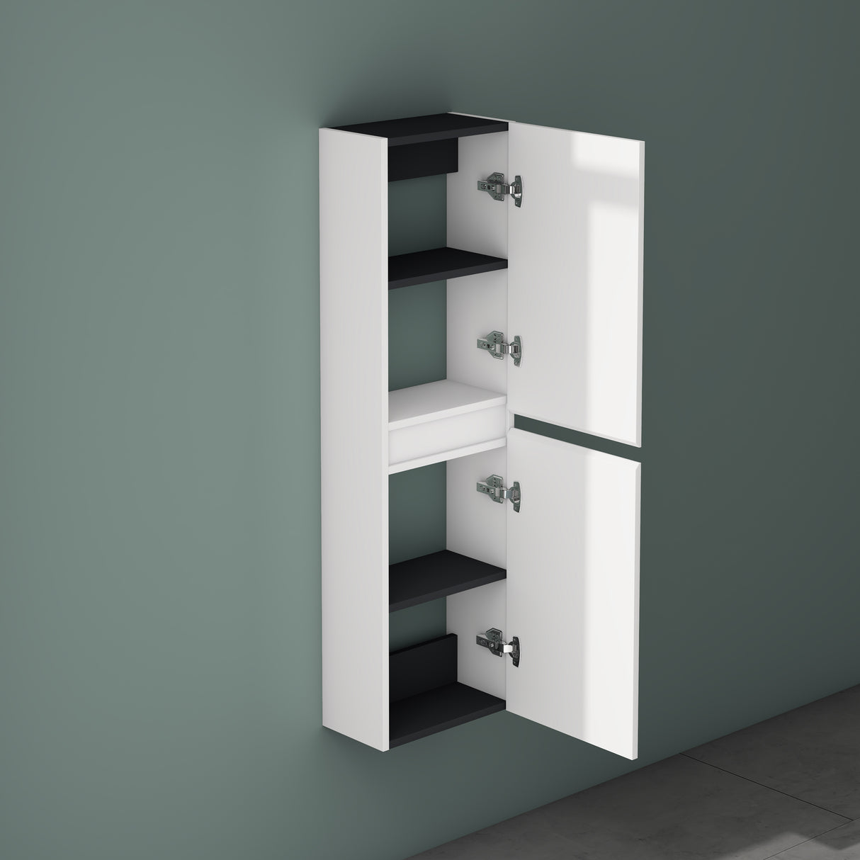 glasvilla Armoire Latérale de Salle de Bain avec 2 Portes et 4 Compartiments Étagère de Salle de Bain Armoire Polyvalente Armoire de Salle de Bain LTH 35x20x120 cm Verona