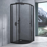 Cabine de douche Glasvilla en quart de cercle avec 2 portes coulissantes en verre de sécurité ESG nano-revêtement Ravenna32K