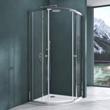 Cabine de douche Glasvilla en quart de cercle avec 2 portes coulissantes en verre de sécurité ESG nano-revêtement Ravenna32K