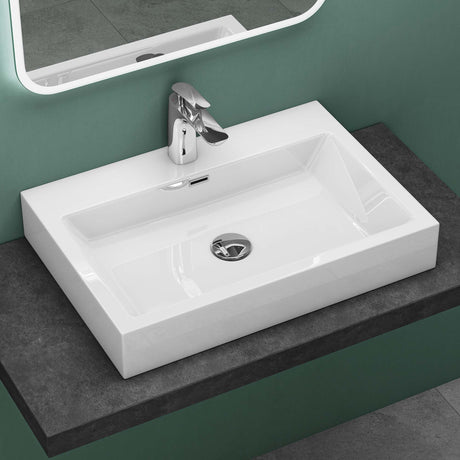 glasvilla Waschbecken Aufsatzwaschbecken Hängewaschbecken Waschschale Mineralguss Bad Eckig Col06