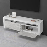 Meuble TV glasvilla Meuble TV bas meuble mural 2 portes avec fermeture amortie Table TV pour salon LTH: 160x40x46 cm Fernsehschrank01