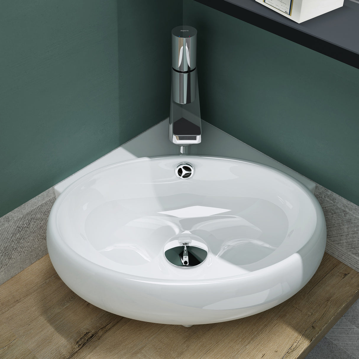 glasvilla Waschbecken Aufsatzwaschbecken Hängewaschbecken Klein Waschschale aus Keramik Weiß mit Nano-Beschichtung für das Badezimmer und Gäste-WC Brüssel002