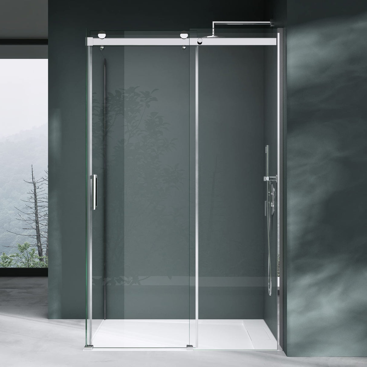Cabine de douche d'angle Glasvilla en verre de sécurité ESG 8 mm, revêtement NANO double face, porte coulissante, douche R-17