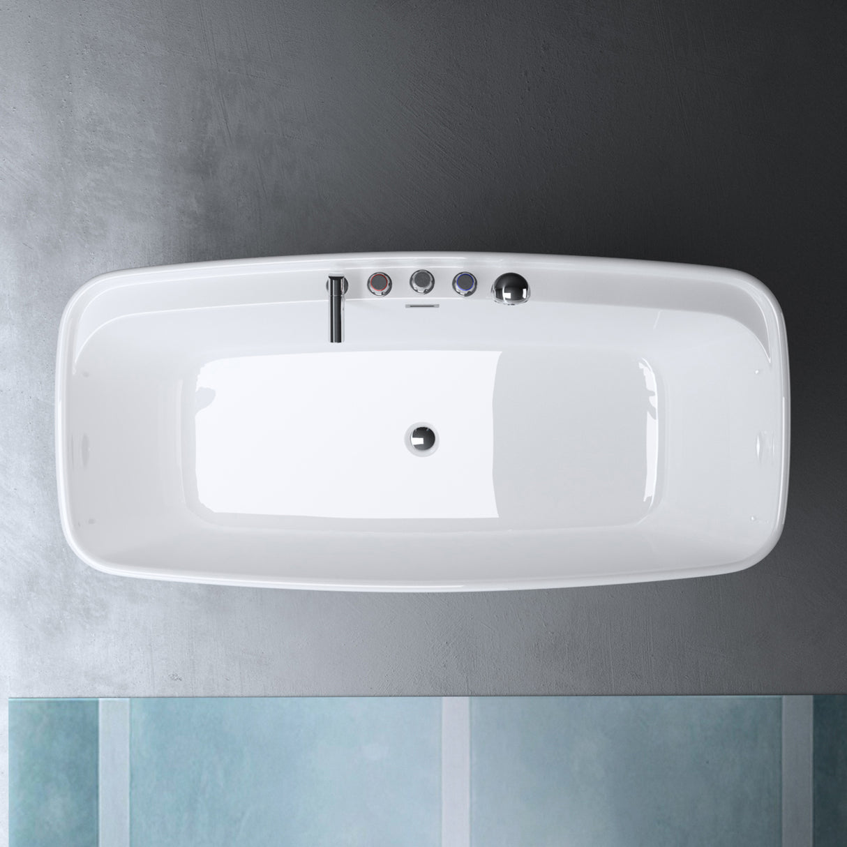 Baignoire îlot rectangulaire en acrylique sanitaire Glasvilla avec accessoires, baignoire sur pied Vicenza601