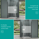 Cabine de douche Glasvilla avec mécanisme de levage et d'abaissement, bandes de verre dépoli Rav36MS-Plus, verre de sécurité ESG 8 mm, revêtement nano