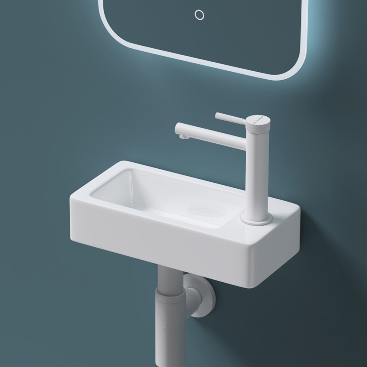 glasvilla Waschbecken Gäste-WC Hängewaschbecken aus Keramik in weiß mit Nano-Beschichtung Brüssel3053