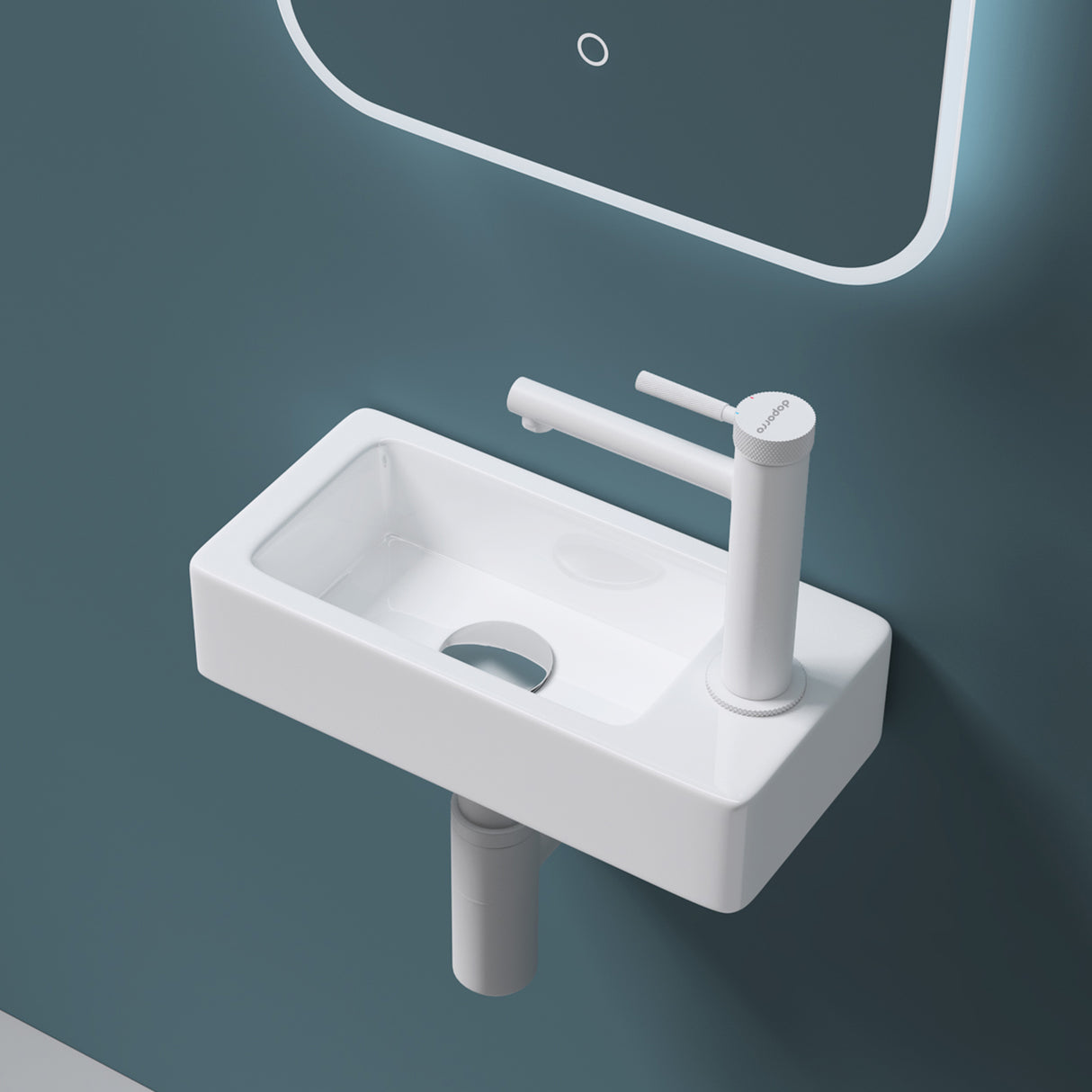 glasvilla Waschbecken Gäste-WC Hängewaschbecken aus Keramik in weiß mit Nano-Beschichtung Brüssel3053