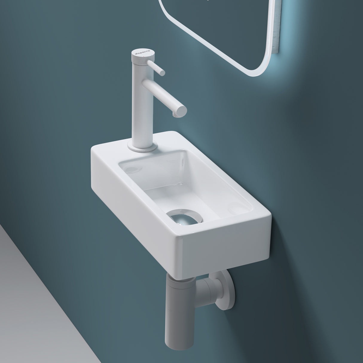 glasvilla Waschbecken Gäste-WC Hängewaschbecken aus Keramik in weiß mit Nano-Beschichtung Brüssel3053