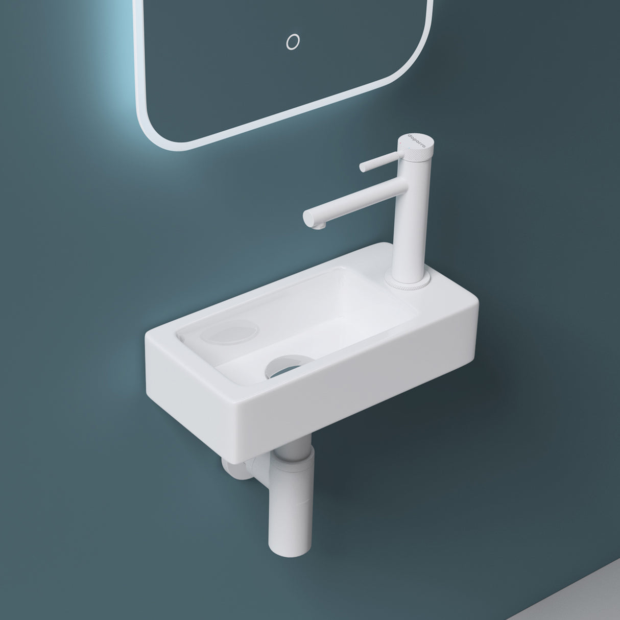 glasvilla Waschbecken Gäste-WC Hängewaschbecken aus Keramik in weiß mit Nano-Beschichtung Brüssel3053