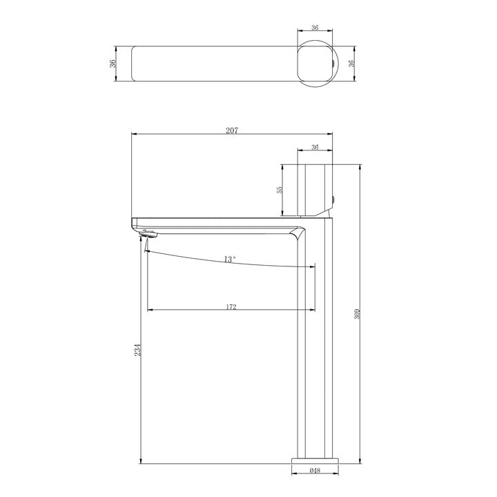 glasvilla Armatur Wasserhahn Bad Waschbeckenarmatur Badinstallationen Einhebelmischer WAO-7901