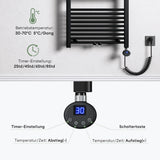 Radiateur de salle de bain Glasvilla Sèche-serviettes électrique pour électricité, raccordement latéral, radiateur tubulaire chauffage salle de bain RHE avec élément chauffant 02