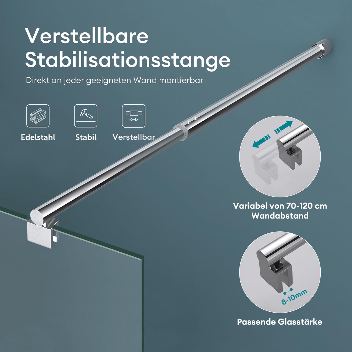 Paroi de douche Glasvilla pour douche, cloison de douche à l'italienne, verre de sécurité ESG 8 mm, verre NANO BRAM1 et BRAM3 Bremen1K