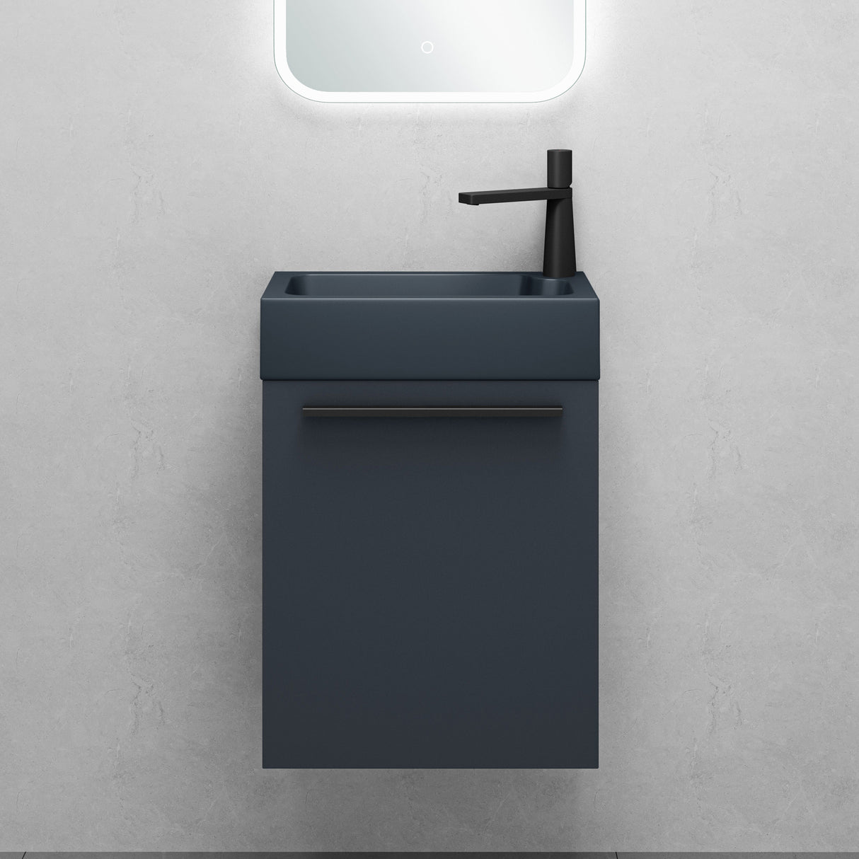 Ensemble de meubles de salle de bain Glasvilla, meuble de salle de bain avec meuble sous-vasque, lavabo anthracite mat et miroir de salle de bain LED, L x P x H 46 x 26 x 63 cm, Pise