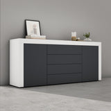 Buffet de rangement Glasvilla LTH : 167x36x70 cm avec 2 armoires et 4 tiroirs commode armoire polyvalente meuble cabinet03
