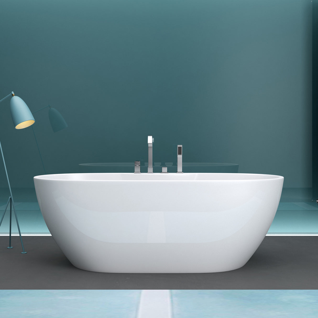 Baignoire îlot rectangulaire en acrylique sanitaire Glasvilla avec accessoires, baignoire sur pied Vicenza601