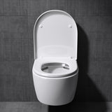 glasvilla Hänge WC Toilette Wand-WC Spülrandlos Weiß aus Keramik Wandmontage mit Absenkautomatik